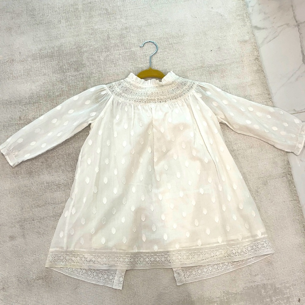 Bonpoint long sleeve white girls dress